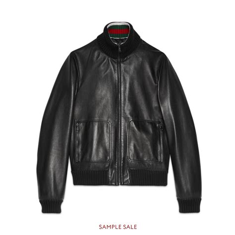 gucci mens leather bomber|Gucci bomber jacket men's.